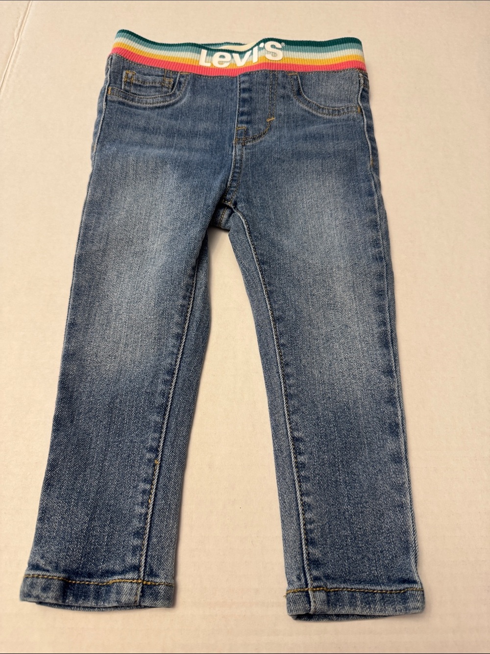 Levi's Blue Denim Jeggings with Rainbow Elastic Waistband size 18m